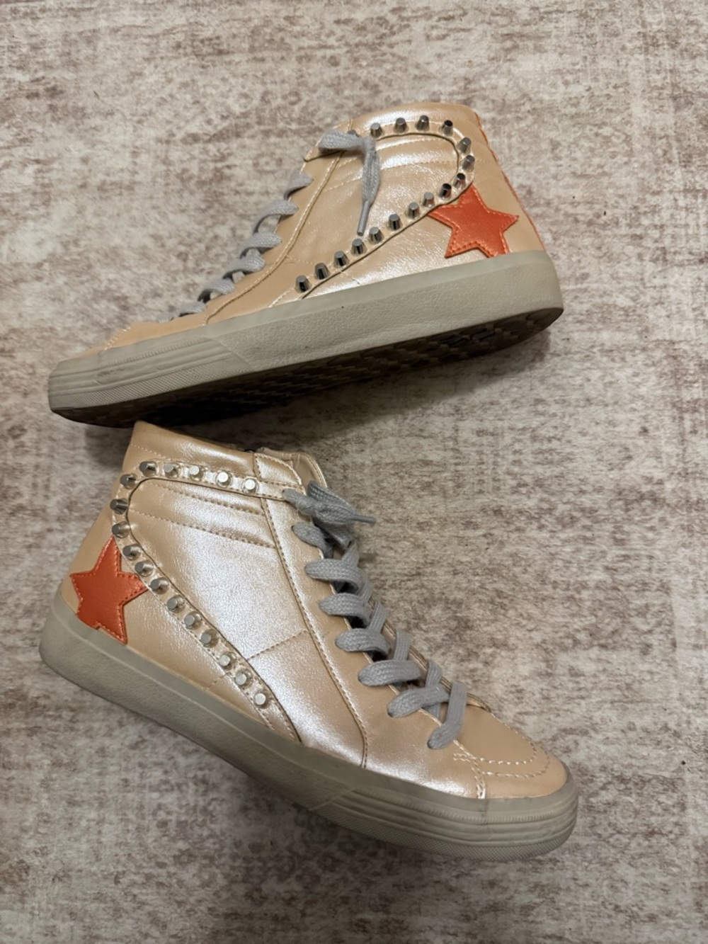Women’s ShuShop High-Top Sneakers with Orange Star Accent
